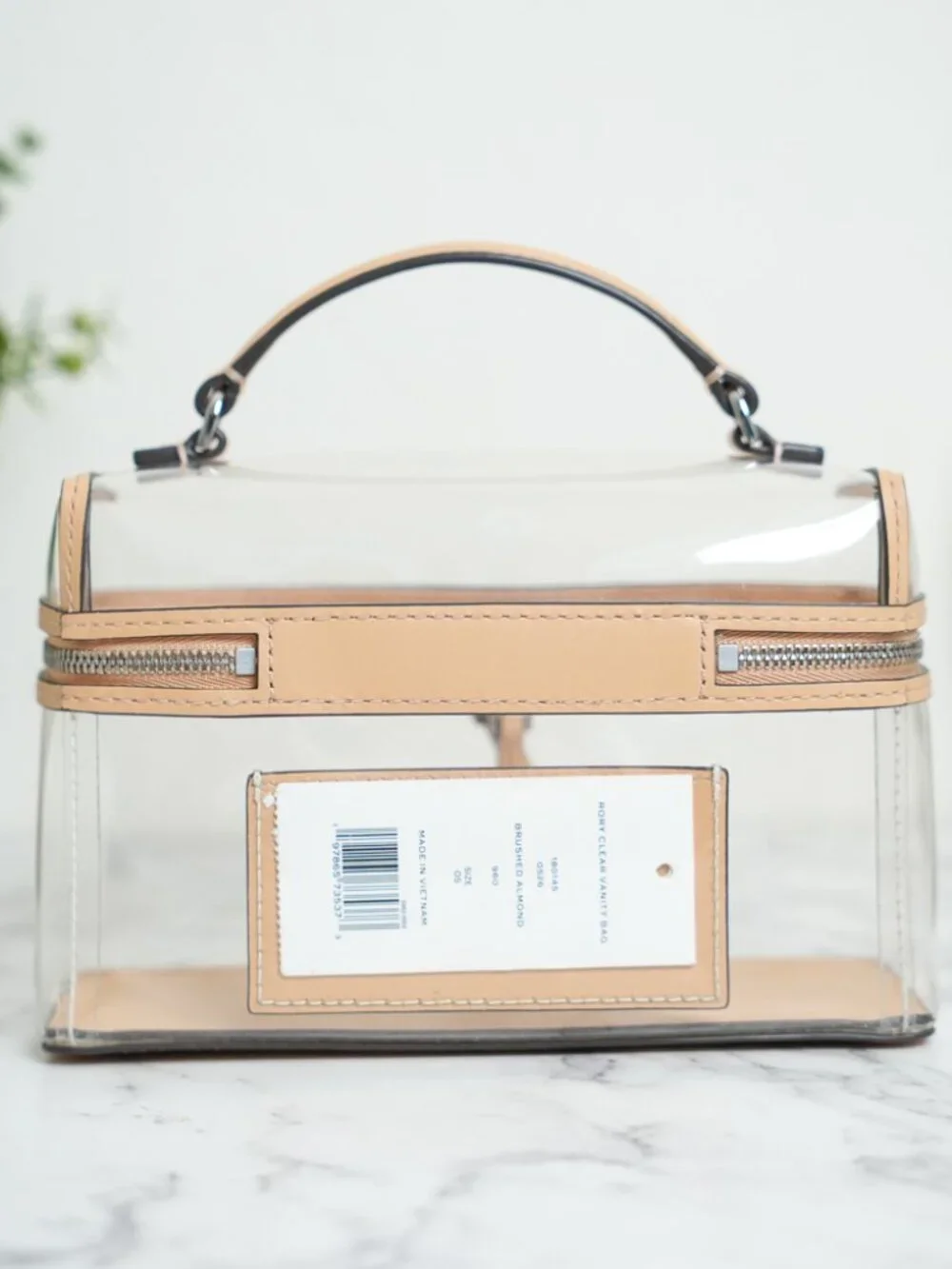 Tory Burch Rory Clear Vanity Bag Crossbody in Brushed Almond NWT